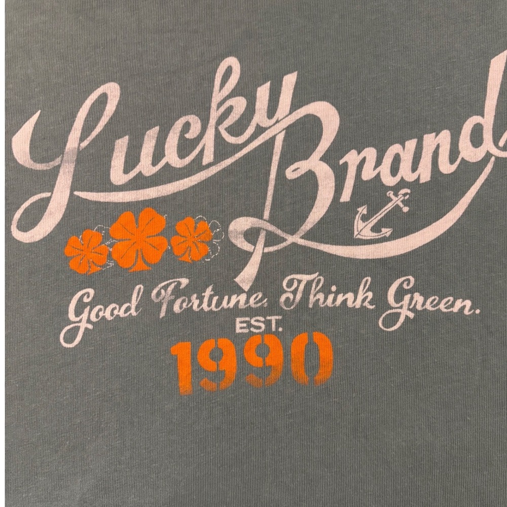 Lucky Brand Graphic T-Shirt Mens Large Green Short Sleeve Est 1990‎ 
NWOT Cotton
